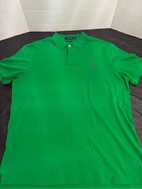 Ralph Lauren Green Polo Shirt with Purple Logo